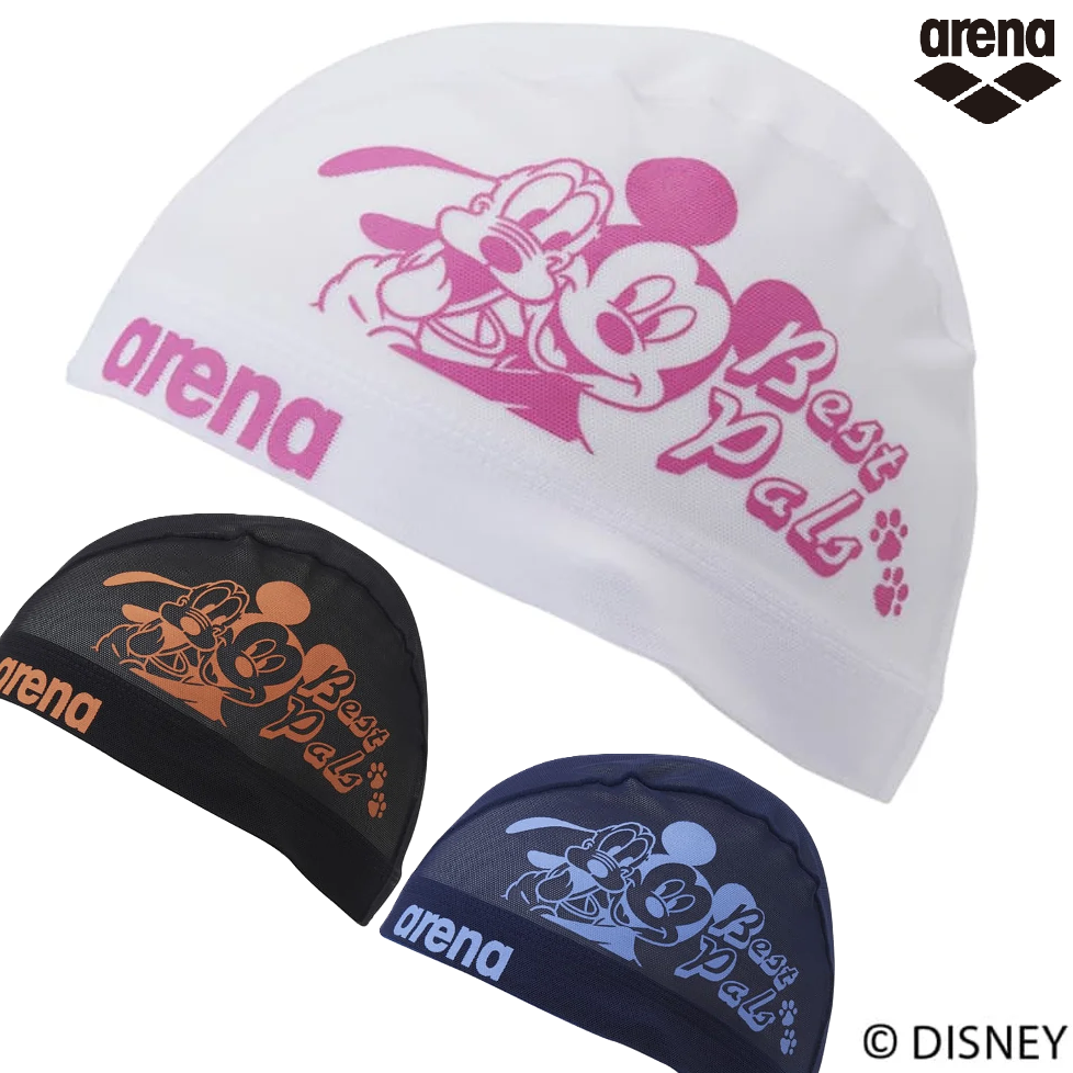 arena　DISNEY　メッシュキャップ　AS5SSC81U　ミッキー　プルート　スイムキャップ　スイミングキャップ　水泳