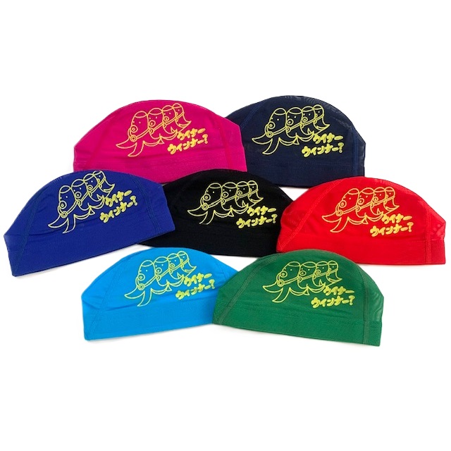 プリントメッシュキャップ【ウイナーウインナー？】　スイムキャップ　水泳帽　水泳　帽子　競泳　スイミング　NEWLEVELオリジナル