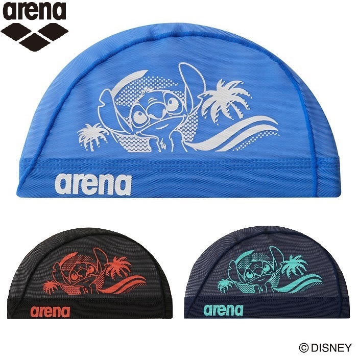 DISNEY　メッシュキャップ　arena　スイムキャップ　DIS3060　ディズニー　スティッチ　スイムキャップ　水泳　競泳　帽子