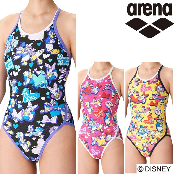 arena  アリーナ　DIS-4003W【DISNEY】 ドナルド　デイジー　タフスーツ 　練習用水着　レディース　水泳　競泳　　ディズニー　トレーニングワンピース