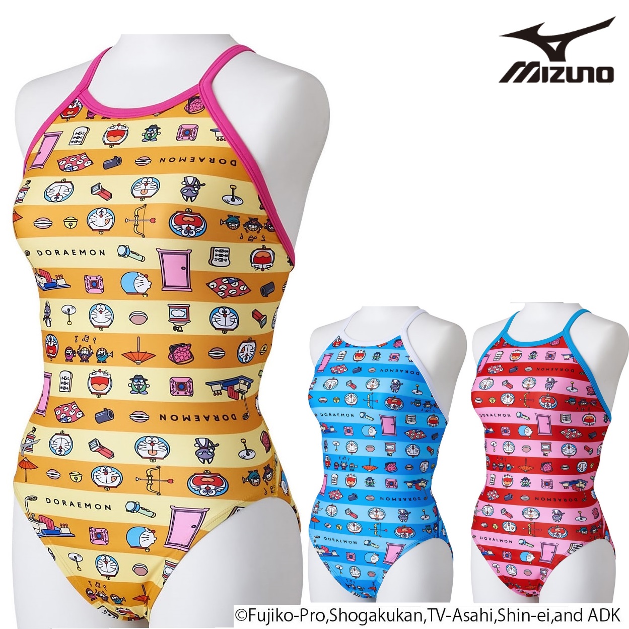 ドラえもん　mizuno　ミズノ　N2MAA991 ジュニア 練習用水着　エクサスーツ　ガールズ　レディス　水泳　競泳　トレーニング水着