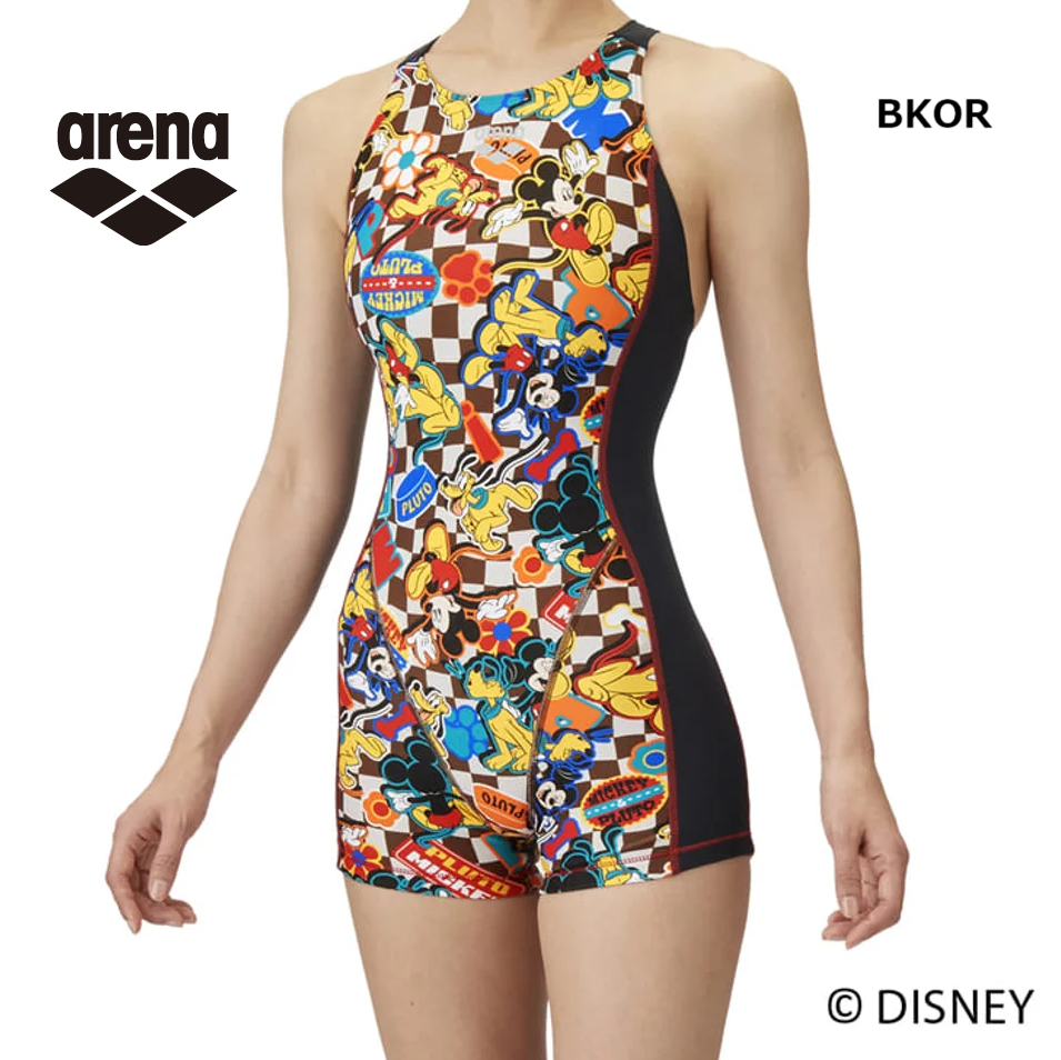 arena  アリーナ　AS5SWM53L　DISNEY ミッキーとプルート　タフスーツ 　練習用水着　レディース　水泳　競泳　　ディズニー　トレーニングミドルスパッツ