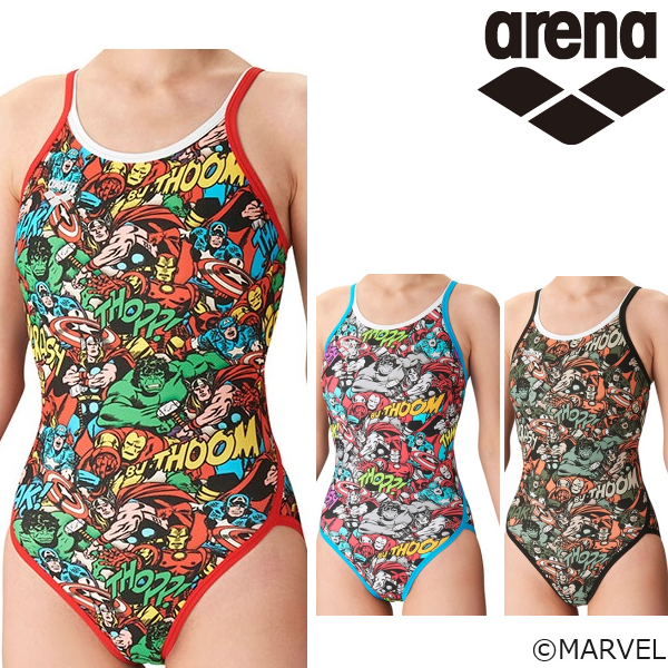 arena  アリーナ　DIM-4001W　DISNEY　MARVEL 　アベンジャーズ　タフスーツ 　練習用水着　レディース　水泳　競泳　　ディズニー　マーベル　トレーニングワンピース