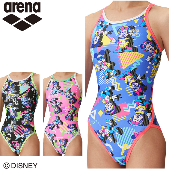 arena  アリーナ　AS4FWM52W　AS4FWM52G  DISNEY ミッキー　ミニー　タフスーツ 　練習用水着　レディース　水泳　競泳　　ディズニー　トレーニングワンピース