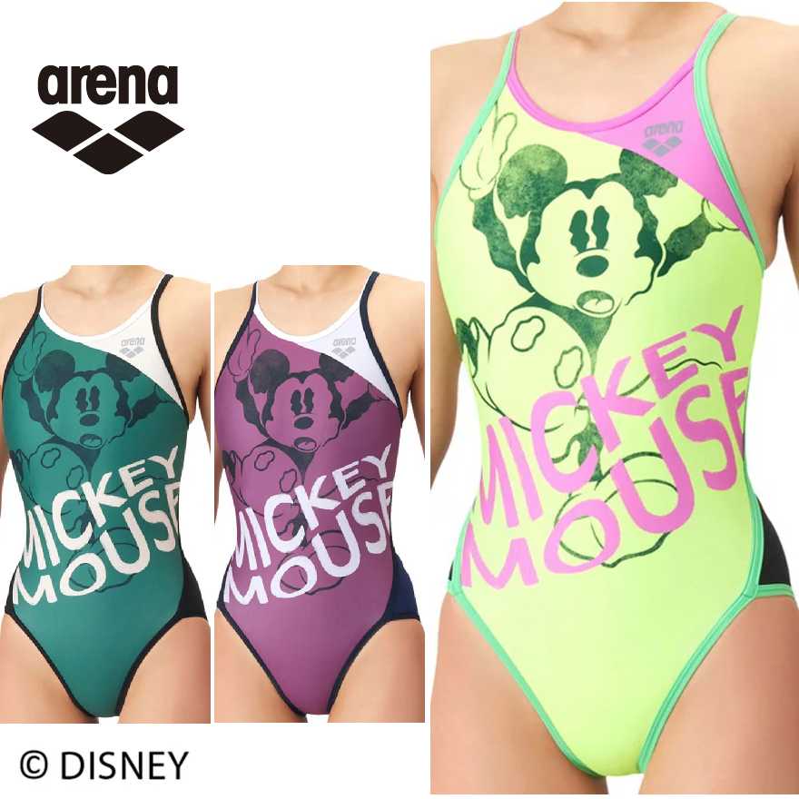 arena アリーナ AS6SWM50L AS6SWM50G DISNEY ミッキーマウス タフスーツ 練習用水着 レディース 女の子 水泳 競泳 ディズニー トレーニングワンピース