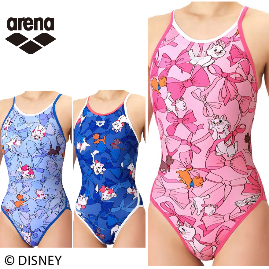 arena アリーナ AS6SWM54L AS6SWM54G DISNEY おしゃれキャット タフスーツ 練習用水着 レディース 女の子 水泳 競泳 ディズニー トレーニングワンピース マリー ベルリオーズ　トゥルーズ