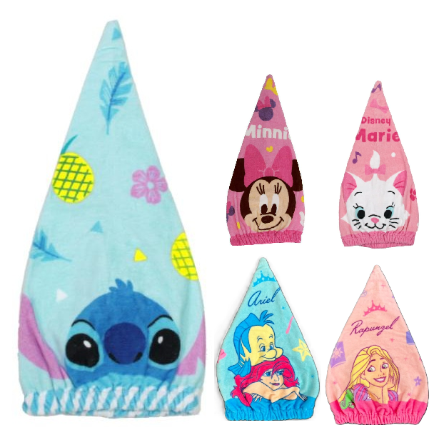 ディズニー　タオルキャップ　DISNEY　アリエル　ラプンツェル　スティッチ　ミニー　マリースイミング　タオル